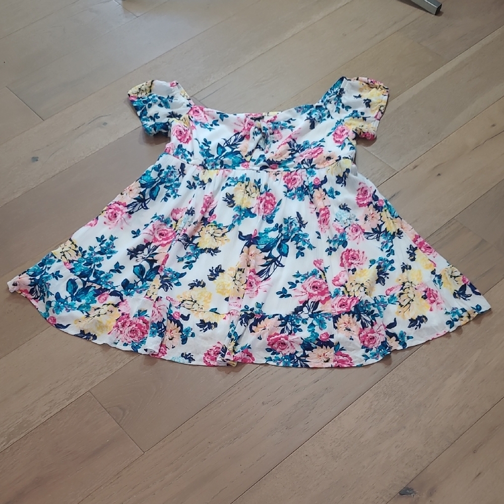Torrid Mini Gauze Puff Sleeve Skater Dress Women's sz 2X Floral Mini Dress